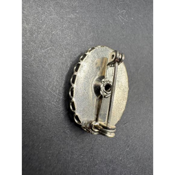 Vinitage Wedgwood Black Jasperware Cameo Pin Pendant Gold Tone - Picture 6 of 8